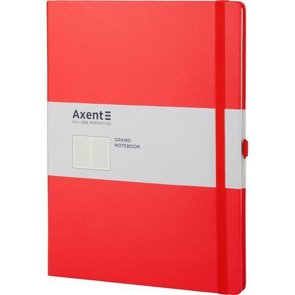Книга записна Axent Partner Grand 8203-06-A, A4, 210x295 мм, 100 аркушів, клітинка, тверда обкладинка, червона 8203-06-A фото