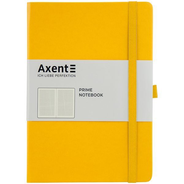 Книга записна Axent Partner Prime 8305-08-A, A5, 145x210 мм, 96 аркушів, клітинка, тверда обкладинка, жовта 8305-08-A фото