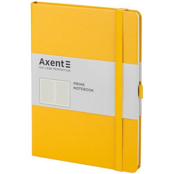 Книга записна Axent Partner Prime 8305-08-A, A5, 145x210 мм, 96 аркушів, клітинка, тверда обкладинка, жовта 8305-08-A фото