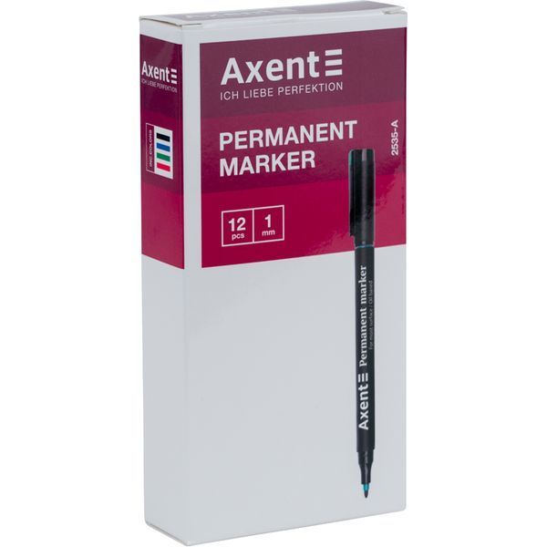 Маркер Axent Permanent 2535-01-A, 1 мм, круглий, чорний 2535-01-A фото