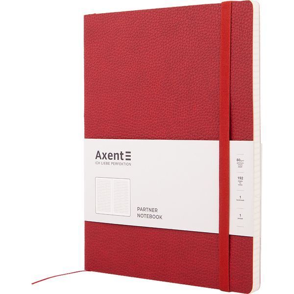 Книга записна Axent Partner Soft L, 8615-06-A, 190x250 мм, 96 аркушів, клітинка, гнучка обкладинка, червона 8615-06-A фото