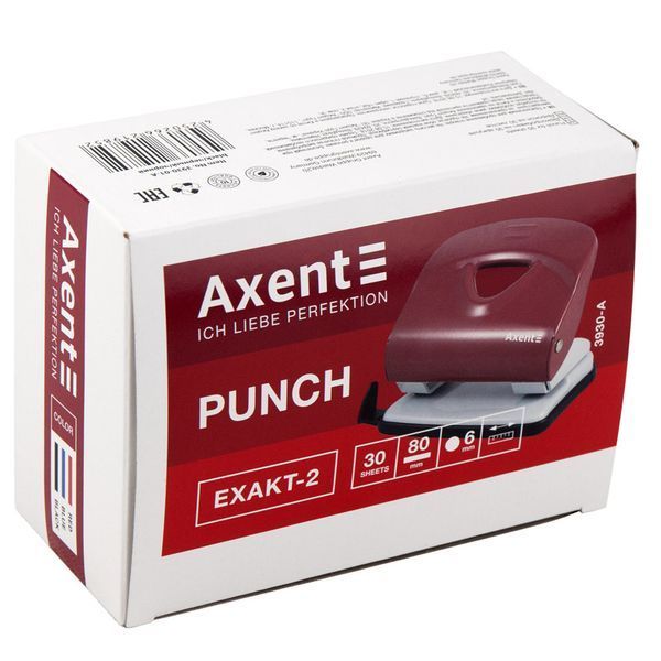 Діркопробивач для паперу Axent Exact-2 3930-02-A, металевий, 30 аркушів, синій 3930-02-A фото