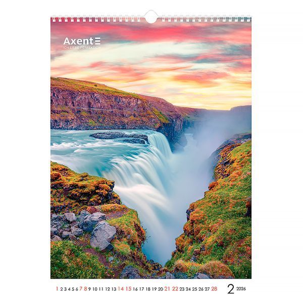 Календар настінний 2026 Axent Waterfalls 8804-26-2-A, А3 8804-26-2-A фото