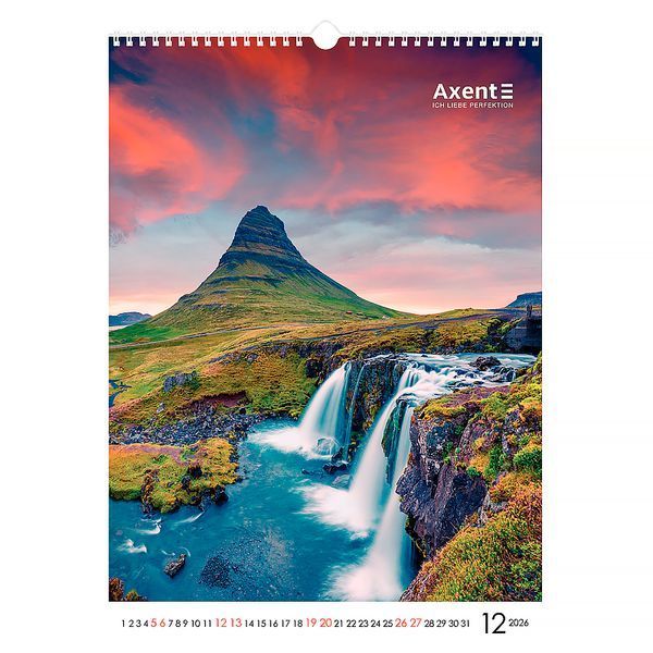 Календар настінний 2026 Axent Waterfalls 8804-26-2-A, А3 8804-26-2-A фото