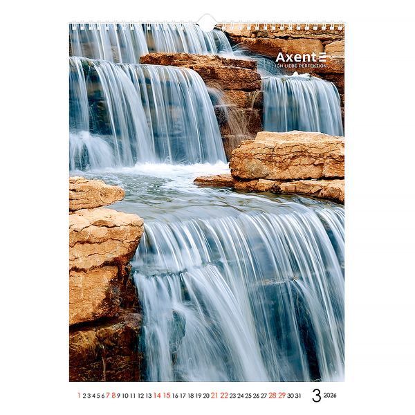 Календар настінний 2026 Axent Waterfalls 8804-26-2-A, А3 8804-26-2-A фото