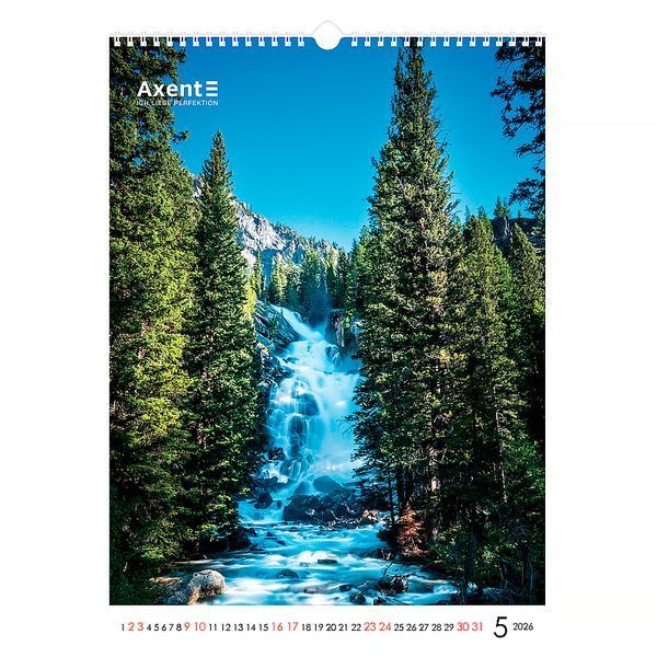 Календар настінний 2026 Axent Waterfalls 8804-26-2-A, А3 8804-26-2-A фото