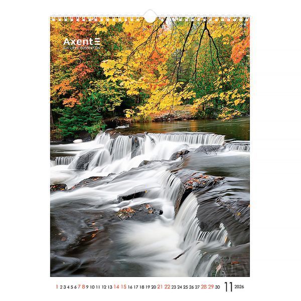 Календар настінний 2026 Axent Waterfalls 8804-26-2-A, А3 8804-26-2-A фото