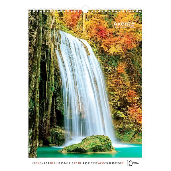 Календар настінний 2026 Axent Waterfalls 8804-26-2-A, А3 8804-26-2-A фото