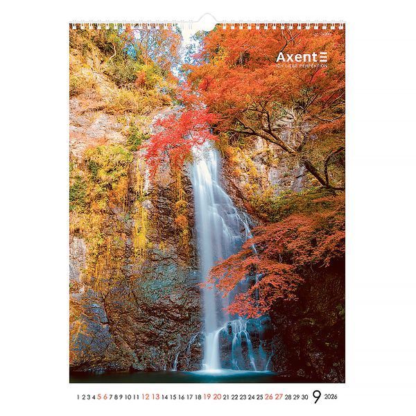 Календар настінний 2026 Axent Waterfalls 8804-26-2-A, А3 8804-26-2-A фото