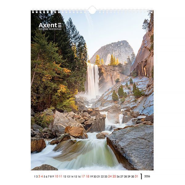 Календар настінний 2026 Axent Waterfalls 8804-26-2-A, А3 8804-26-2-A фото