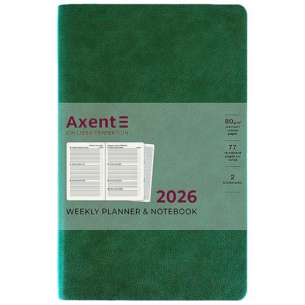 Щотижневик 2026 Axent Partner Muse 8527-26-2-A, 125x195 мм, зелений 8527-26-2-A фото