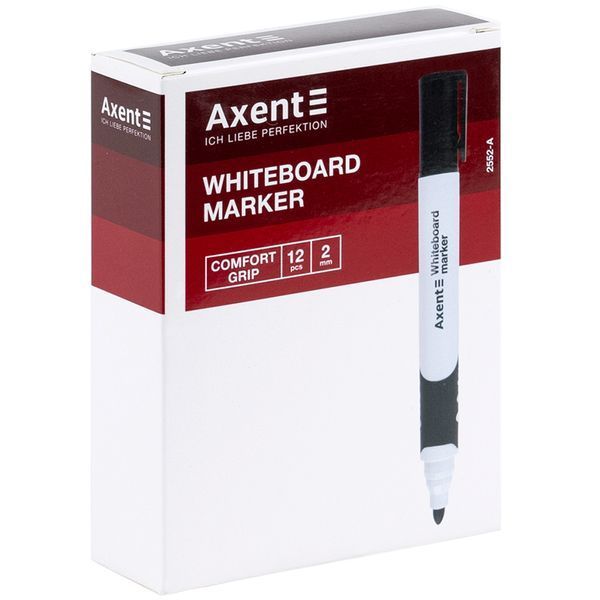 Маркер Axent Whiteboard Comfort Grip 2552-06-A, 2 мм, круглий червоний 2552-06-A фото