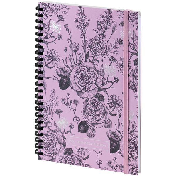Блокнот на спiралi Axent Olga Selyshcheva, Pink Roses 8471-2-A-OS, A5, 80 аркушів, клітинка, тверда обкладинка 8471-2-A-OS фото