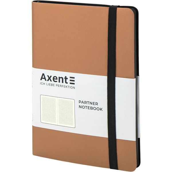 Книга записна Axent Partner Soft 8206-35-A, A5-, 125x195 мм, 96 аркушів, клітинка, гнучка обкладинка, золота 8206-35-A фото