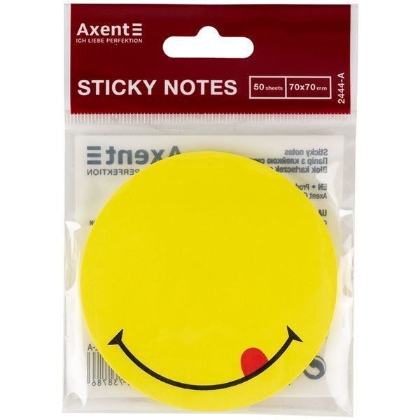 Блок паперу з клейким шаром Axent Smile 2444-02-A 70х70 мм, 50 аркушів, жовтий 2444-02-A фото