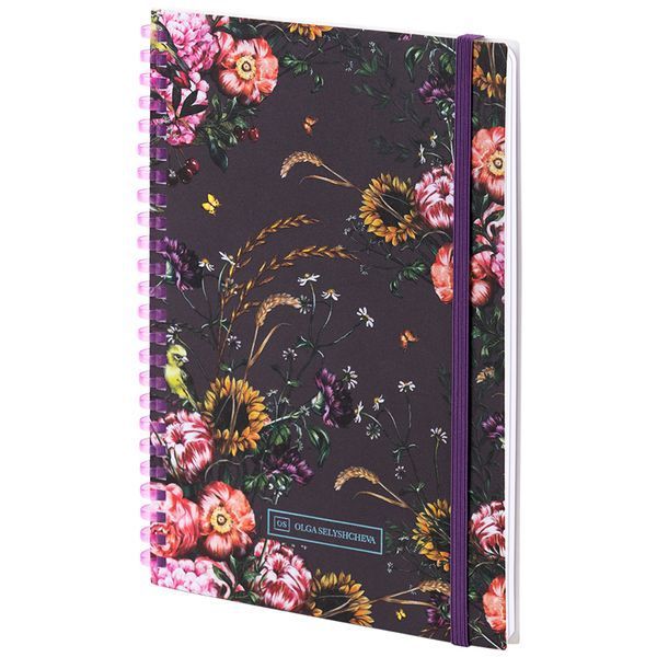 Блокнот на спiралi Axent Olga Selyshcheva, Purple field 8471-6-A-OS, A5, 80 аркушів, клітинка, тверда обкладинка 8471-6-A-OS фото