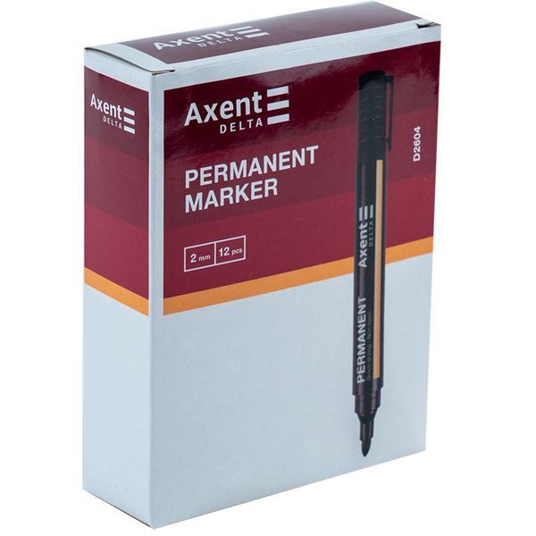Маркер Axent Delta Permanent Standard D2604, 2 мм, круглий чорний D2604-01 фото