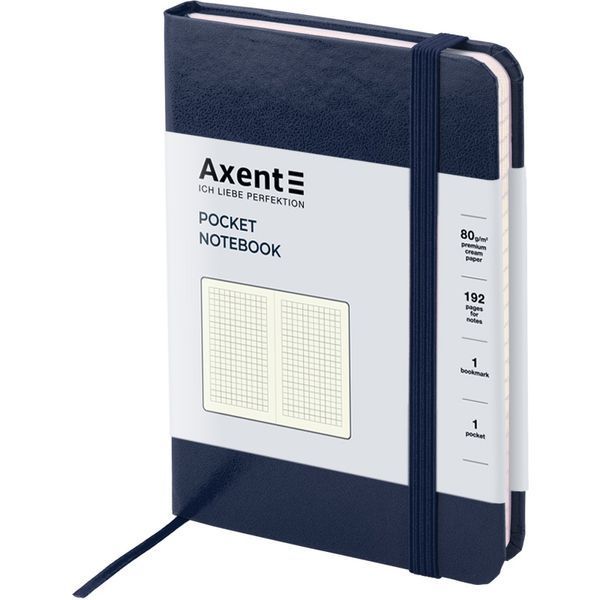 Книга записна Axent Partner 8301-02-A, A6-, 95x140 мм, 96 аркушів, клітинка, тверда обкладинка, синя 8301-02-A фото