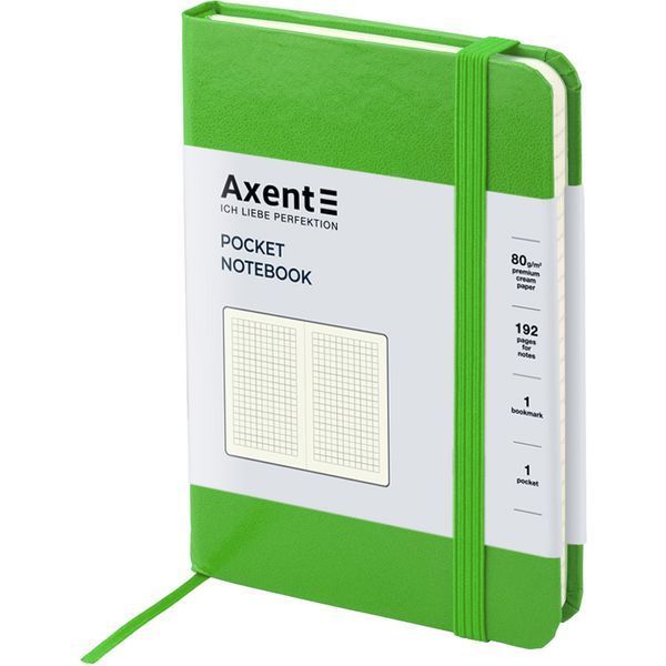Книга записна Axent Partner 8301-04-A, A6-, 95x140 мм, 96 аркушів, клітинка, тверда обкладинка, салатова 8301-04-A фото