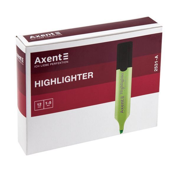 Маркер Axent Highlighter 2531-04-A, 1-5 мм, клиноподібний зелений 2531-04-A фото