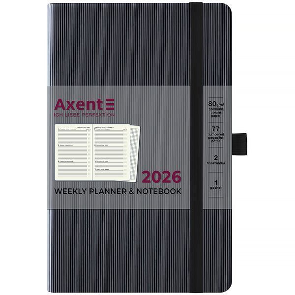 Еженедельник 2026 Axent Partner Lines 8515-26-01-A, 125x195 мм, черный 8515-26-01-A фото