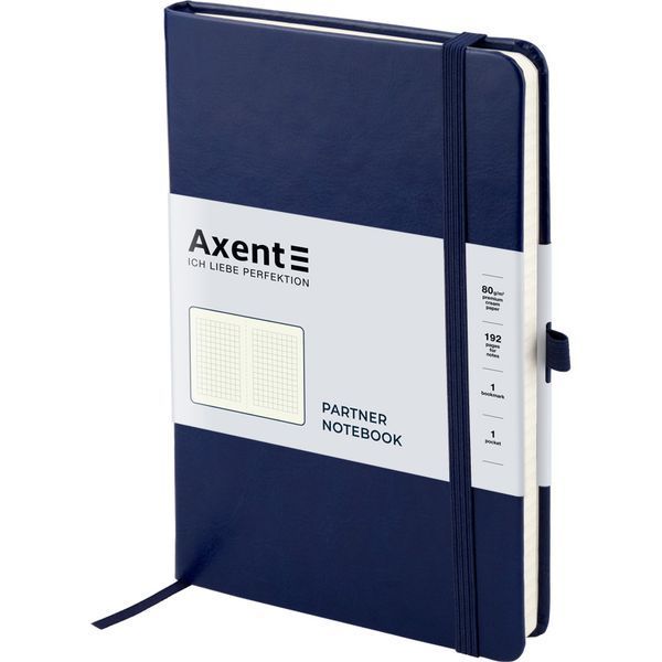 Книга записна Axent Partner Lux 8202-02-A, A5-, 125x195 мм, 96 аркушів, клітинка, тверда обкладинка, синя 8202-02-A фото