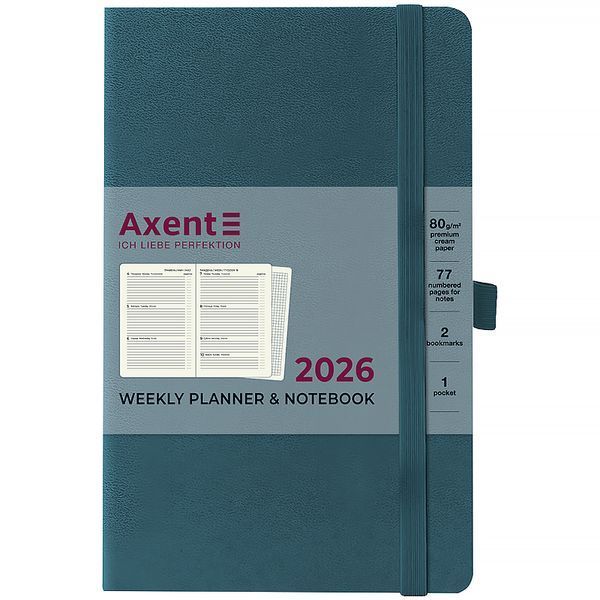 Щотижневик 2026 Axent Partner Strong 8505-26-63-A, 125x195 мм, лазурний 8505-26-63-A фото
