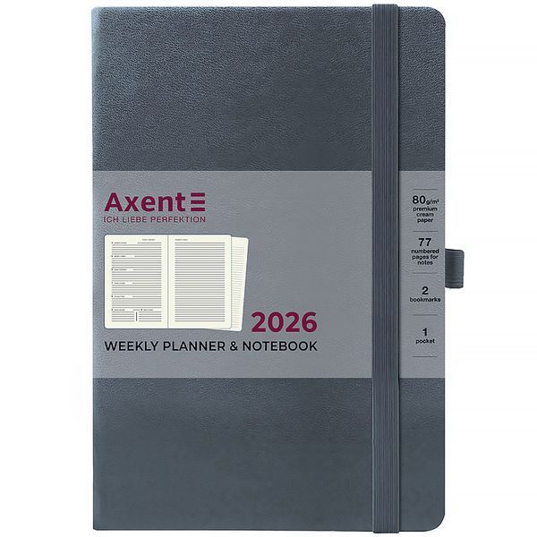 Щотижневик 2026 Axent Prime Strong 8507-26-62-A, 145x210 мм, сірий 8507-26-62-A фото
