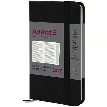 Еженедельник 2026 Axent Pocket Strong 8508-26-01-A, 90x150 мм, черный 8508-26-01-A фото