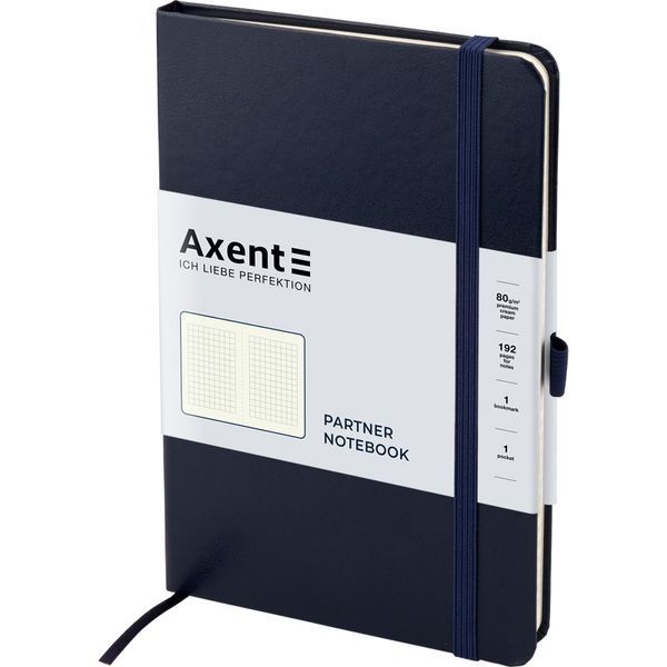 Книга записна Axent Partner 8201-02-A, A5-, 125x195 мм, 96 аркушів, клітинка, тверда обкладинка, синя 8201-02-A фото
