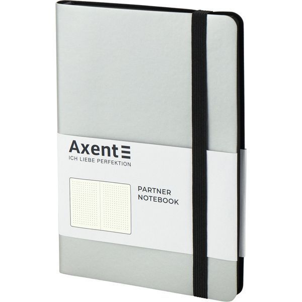 Книга записна Axent Partner Soft 8312-34-A, A5-, 125x195 мм, 96 аркушів, крапка, гнучка обкладинка, срібляста 8312-34-A фото