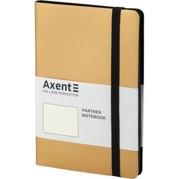 Книга записна Axent Partner Soft 8312-35-A, A5-, 125x195 мм, 96 аркушів, крапка, гнучка обкладинка, золота 8312-35-A фото