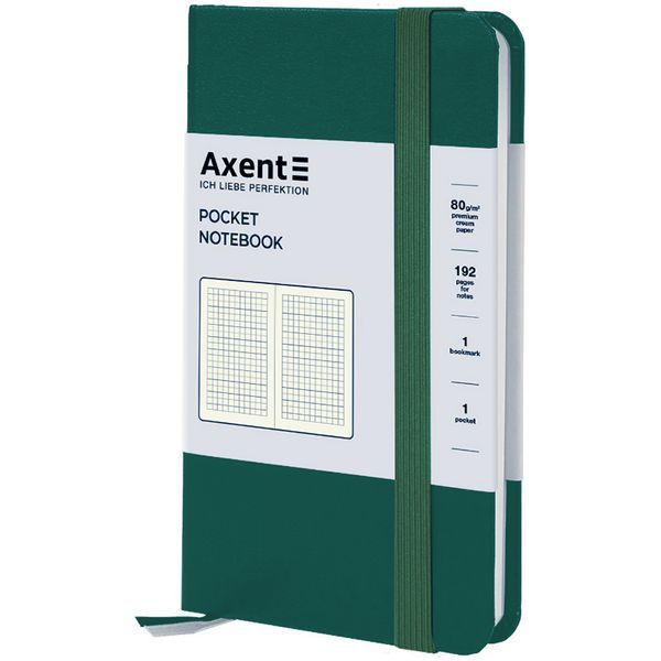 Книга записна Axent Partner 8301-61-A, 95x140 мм, 96 аркушів, клітинка, зелений ліс 8301-61-A фото