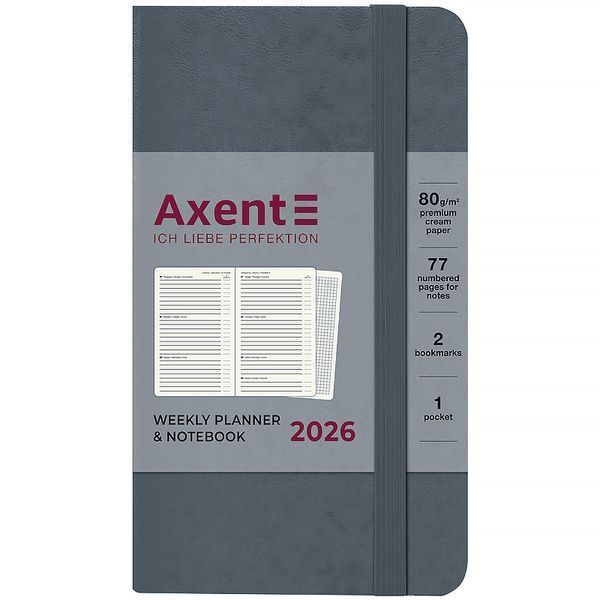 Щотижневик 2026 Axent Pocket Strong 8508-26-62-A, 90x150 мм, сірий 8508-26-62-A фото