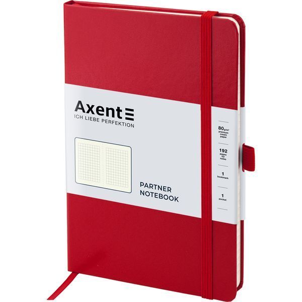 Книга записна Axent Partner 8201-03-A, A5-, 125x195 мм, 96 аркушів, клітинка, тверда обкладинка, червона 8201-03-A фото