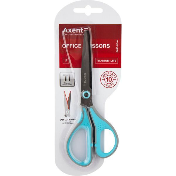 Ножиці Axent Titanium Lite 6406-05-A, 19 см, з прогумованими ручками, сіро-блакитні 6406-05-A фото