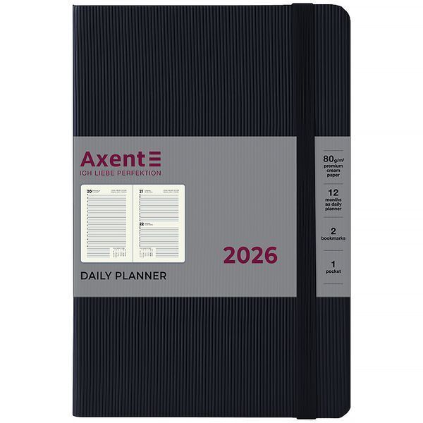 Ежедневник 2026 Axent Partner Lines 8815-26-01-A, 145x210 мм, черный 8815-26-01-A фото