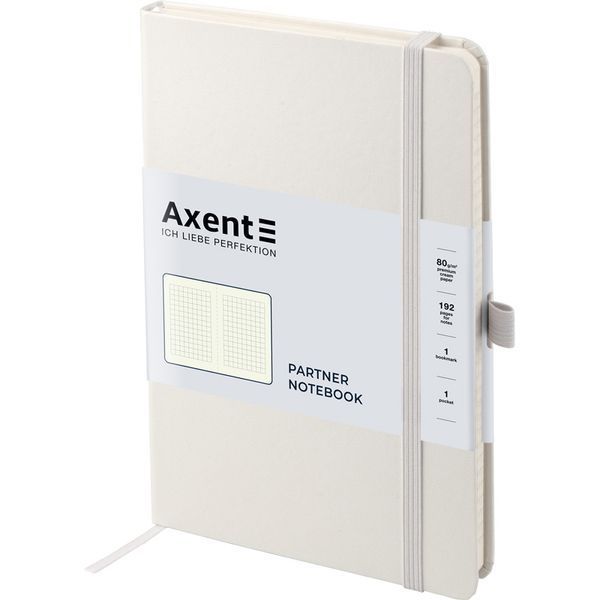 Книга записна Axent Partner 8201-21-A, A5-, 125x195 мм, 96 аркушів, клітинка, тверда обкладинка, біла 8201-21-A фото