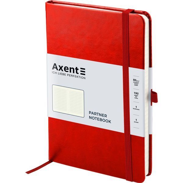 Книга записна Axent Partner Lux 8202-06-A, A5-, 125x195 мм, 96 аркушів, клітинка, тверда обкладинка, червона 8202-06-A фото