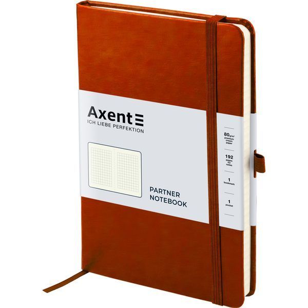 Книга записна Axent Partner Lux 8202-19-A, A5-, 125x195 мм, 96 аркушів, клітинка, тверда обкладинка, коричнева 8202-19-A фото