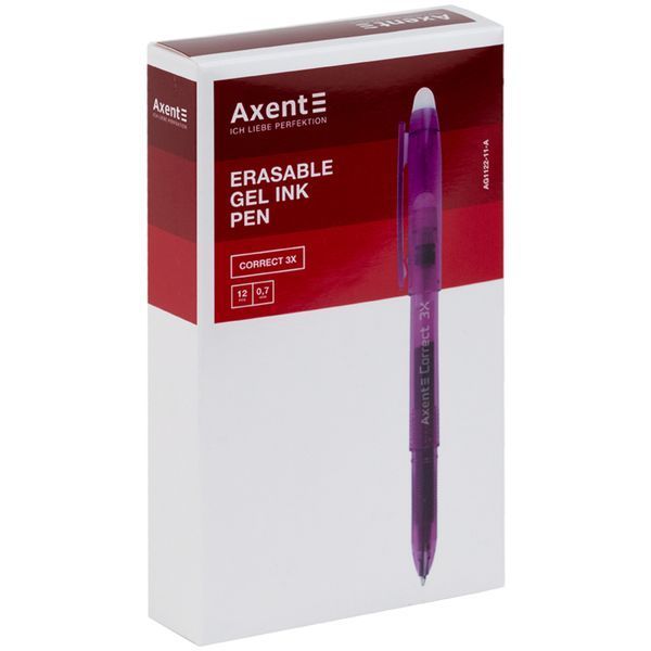 Ручка гелева "пиши-стирай" Axent Correct 3Х AG1122-11-A, 0.7 мм, фіолетова AG1122-11-A фото