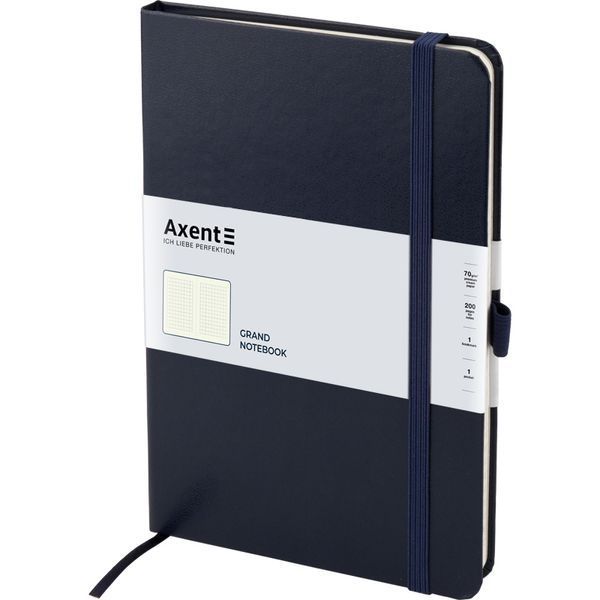 Книга записна Axent Partner Grand 8203-02-A, A4, 210x295 мм, 100 аркушів, клітинка, тверда обкладинка, темно-синя 8203-02-A фото