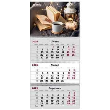 Календар настінний квартальний 2025 Axent Hygge 1 8803-25-10-A, 3 пружини 8803-25-10-A фото