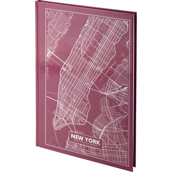 Книга записна Axent Maps New York 8422-543-A, A4, 210x295 мм, 96 аркушів, клітинка, тверда обкладинка, рожево-коричнева 8422-543-A фото