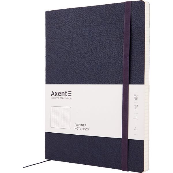 Книга записна Axent Partner Soft L, 8615-02-A, 190x250 мм, 96 аркушів, клітинка, гнучка обкладинка, синя 8615-02-A фото